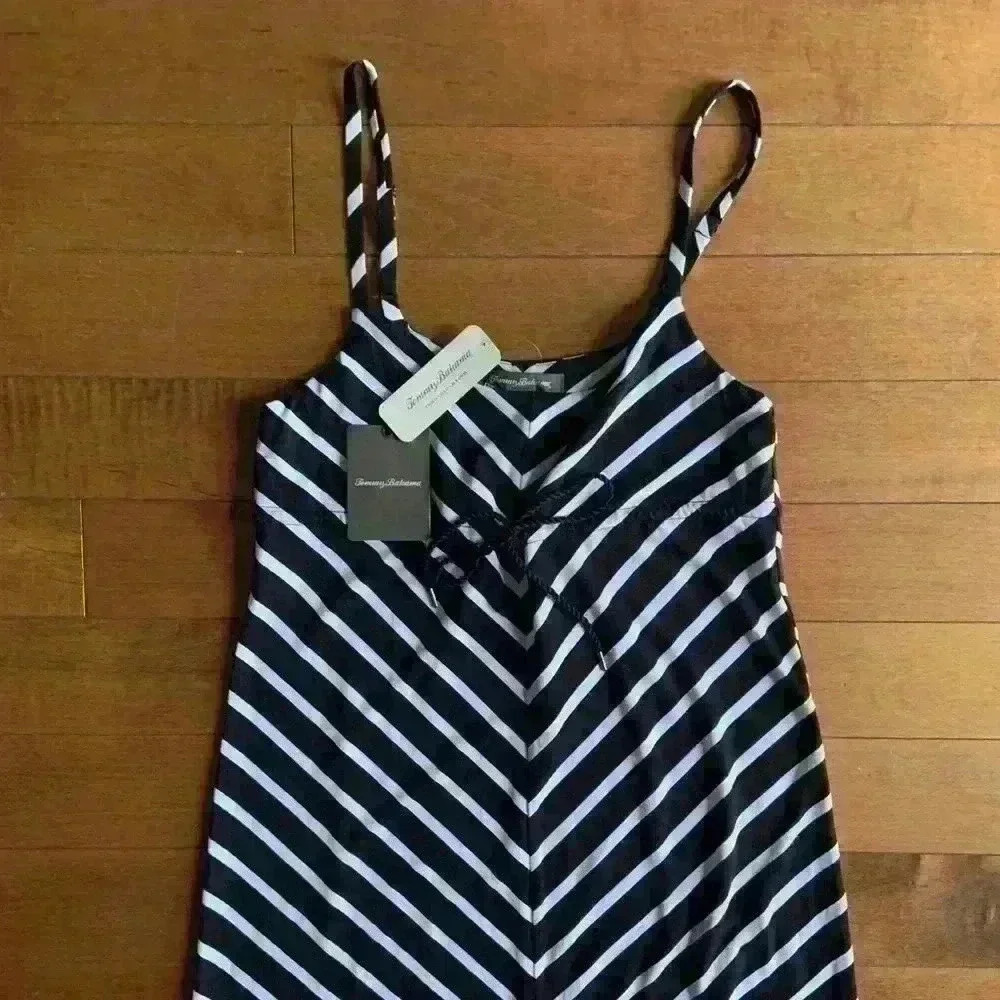 Tommy Bahama | Maxi black and white striped spaghetti strap dress size XXS or XS